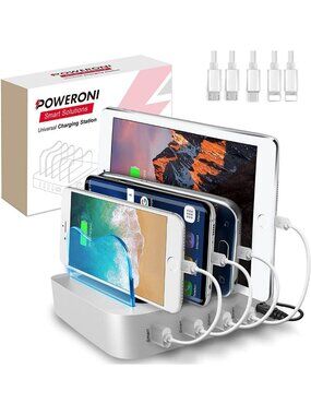 Fast Charging Dock Station for 4 Devices - Multi USB Charger for iPad, iPhone